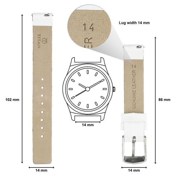 14 mm White Genuine Leather Strap for Women - image number 1