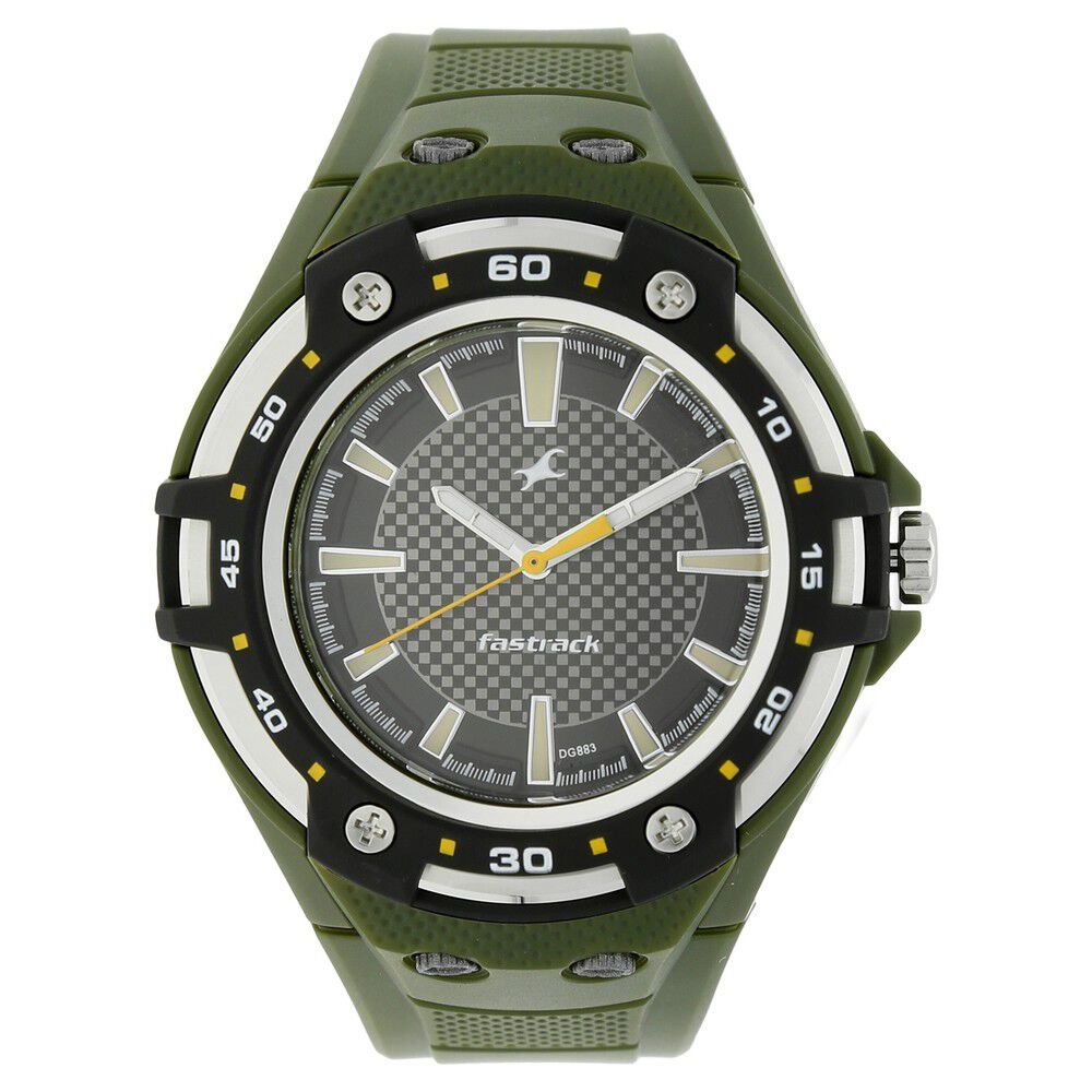 Fastrack Quartz Analog Silver Dial Plastic Strap Watch for Guys