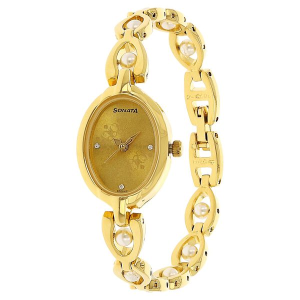 Sonata Quartz Analog Champagne Dial Metal Strap Watch for Women - image number 1
