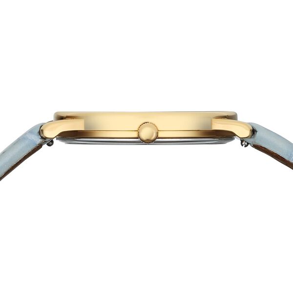 Titan Nebula Lotus 18 KT Gold Quartz Analog Blue Mother of Pearl Dial Leather Strap Watch For Women - image number 5