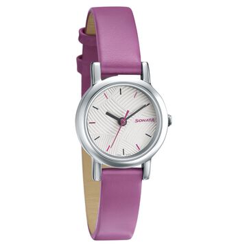 Sonata Splash White Dial Women Watch With Leather Strap