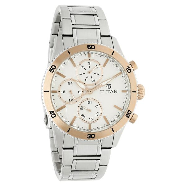 Titan Quartz Chronograph Silver Dial Stainless Steel Strap Watch for Men - image number 1