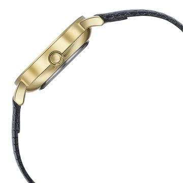 Sonata Glam Gold Quartz Analog Black Dial Leather Strap Watch For Women