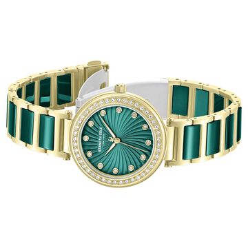 Kenneth Cole Quartz Analog Green Dial Golden Colour Ceramic Strap Watch For Women