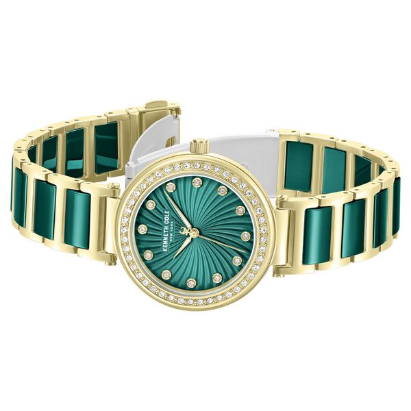 Kenneth Cole Quartz Analog Green Dial Golden Colour Ceramic Strap Watch For Women - image number 2