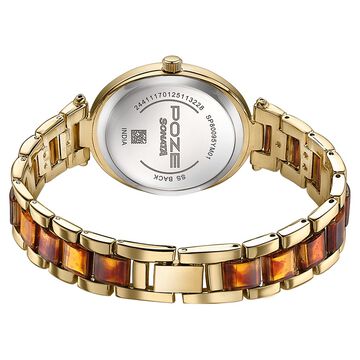 Sonata Poze Quartz Analog Brown Dial Bimetal Strap Watch For Women