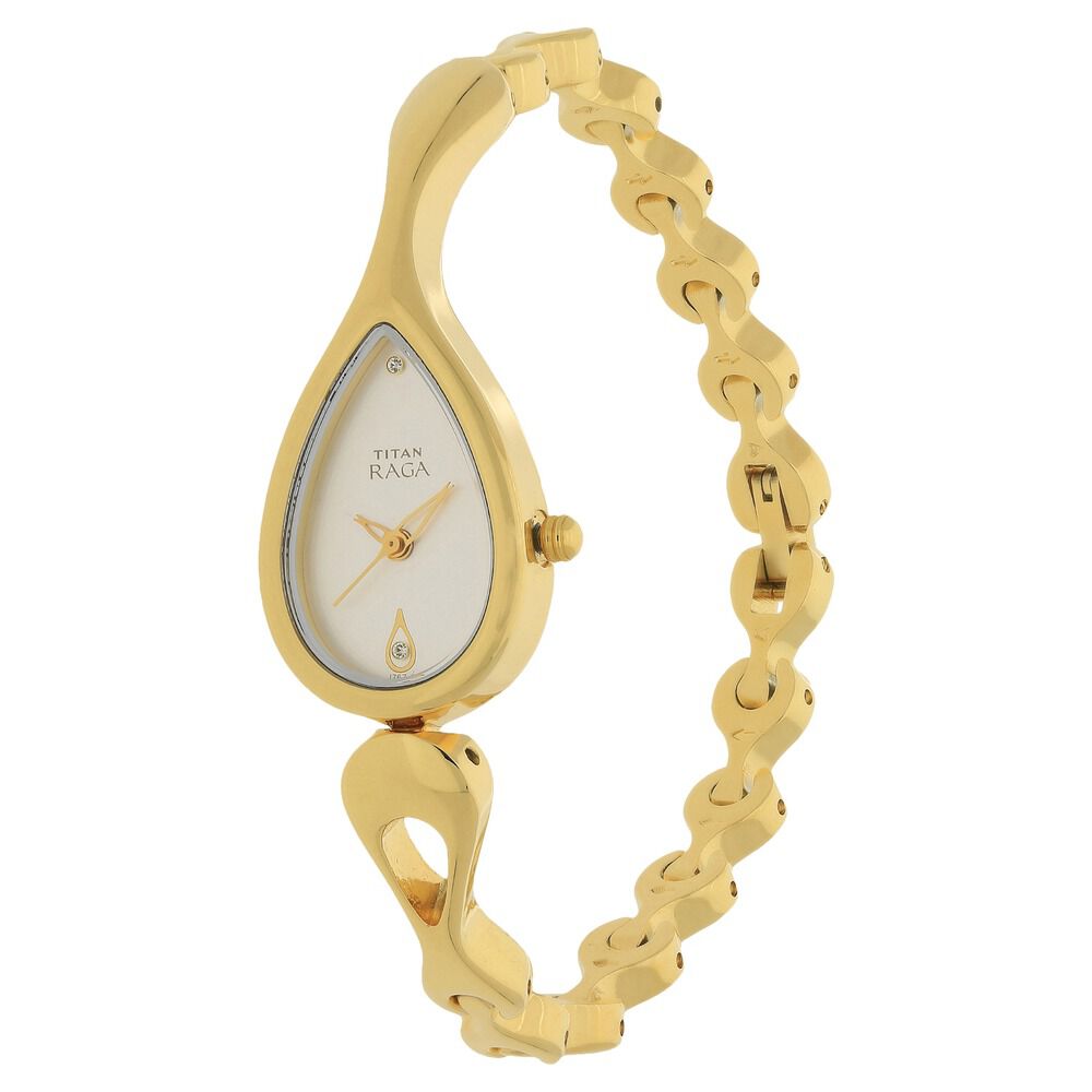 Buy Online Titan Quartz Analog White Dial Metal Strap Watch for Women nm2400ym01 Titan