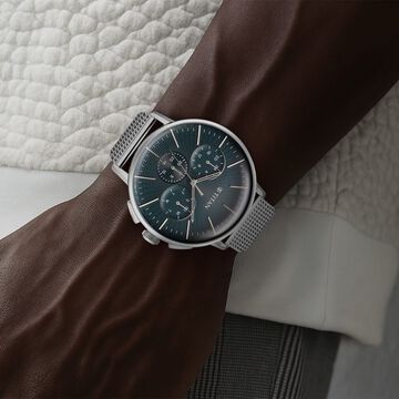 Titan Light leathers Multifunction Anthracite Dial Stainless Steel Strap Watch For Men
