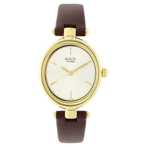 Titan Raga Viva Champagne Dial Analog Leather Strap Watch for Women - image number 0