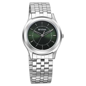 Titan Karishma Zing Quartz Analog Green Dial Silver Stainless Steel Strap Watch For Men - 35 mm Dial Size&nbsp;- Small Dial