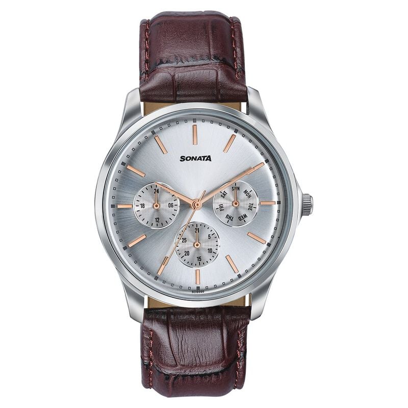Sonata Men's Work Wear silver dial Watch - Premium Multifunction design for everyday style