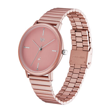 Fastrack Vyb Bliss Quartz Analog Pink Dial Stainless Steel Strap Watch for Girls