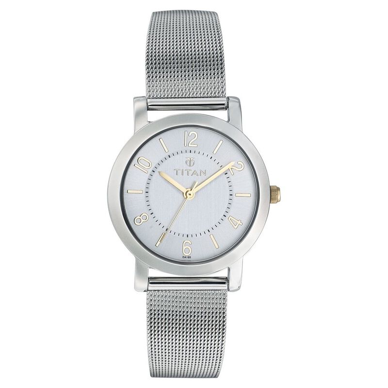 Titan Quartz Analog Silver Dial Watch for Women