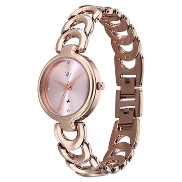 Vyb Successor By Fastrack Quartz Analog Pink Dial Rose Gold Metal Strap Watch For Girls