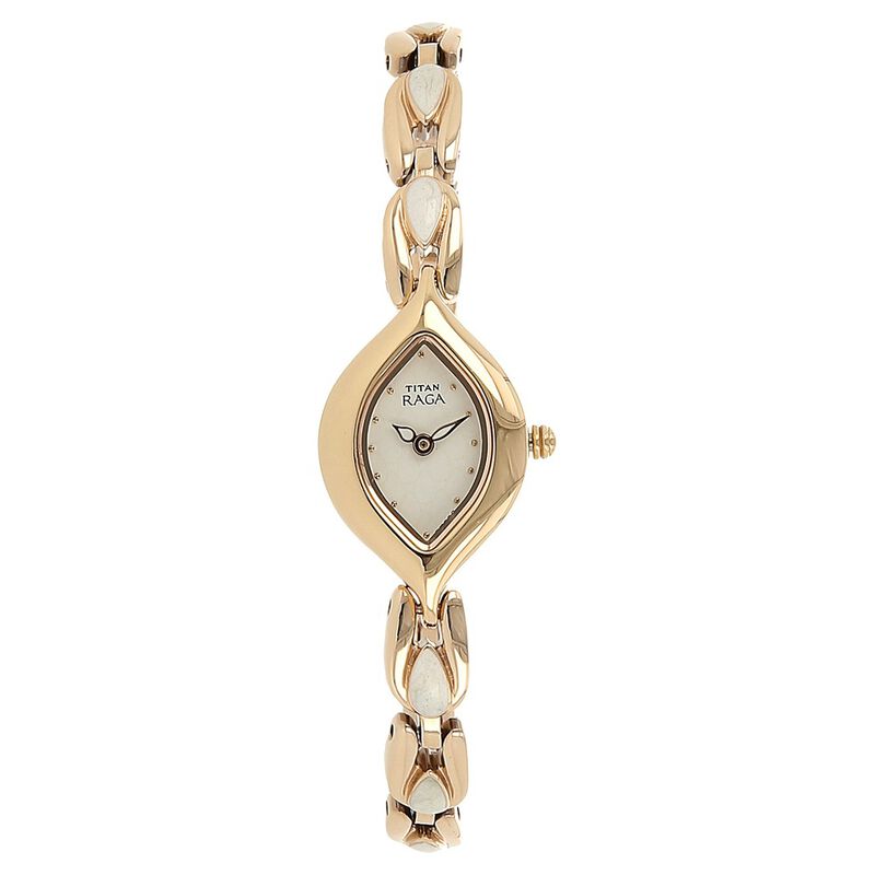 Titan Quartz Analog White Dial Metal Strap Watch for Women
