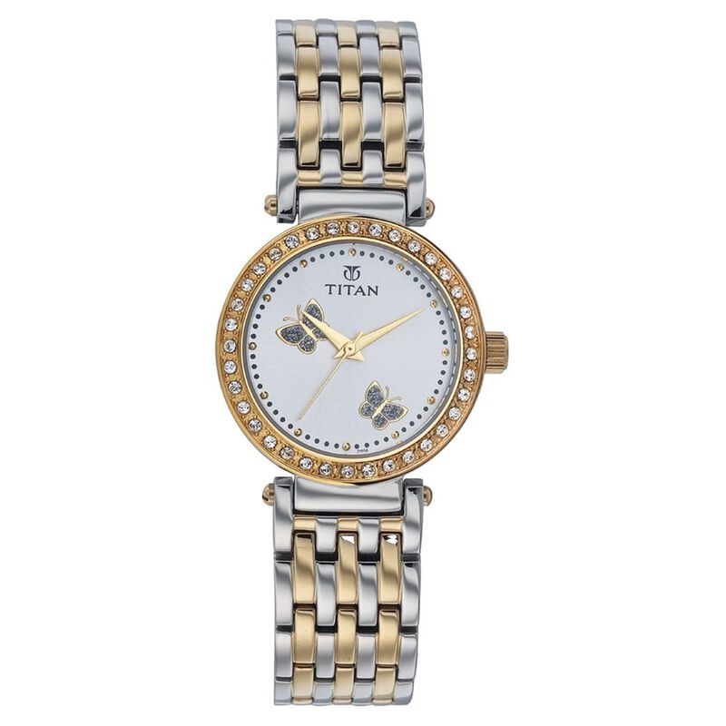 Titan Quartz Analog White Dial Watch for Women