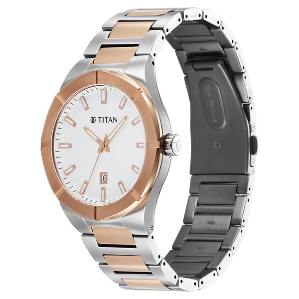 Titan Regalia Marque Analog with White Dial Rose Gold Dual Tone Stainless Steel Strap Watch for Men - image number 2