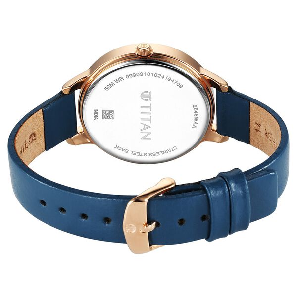 Titan Neo Quartz Analog Blue Dial Leather Strap Watch For Women - image number 4