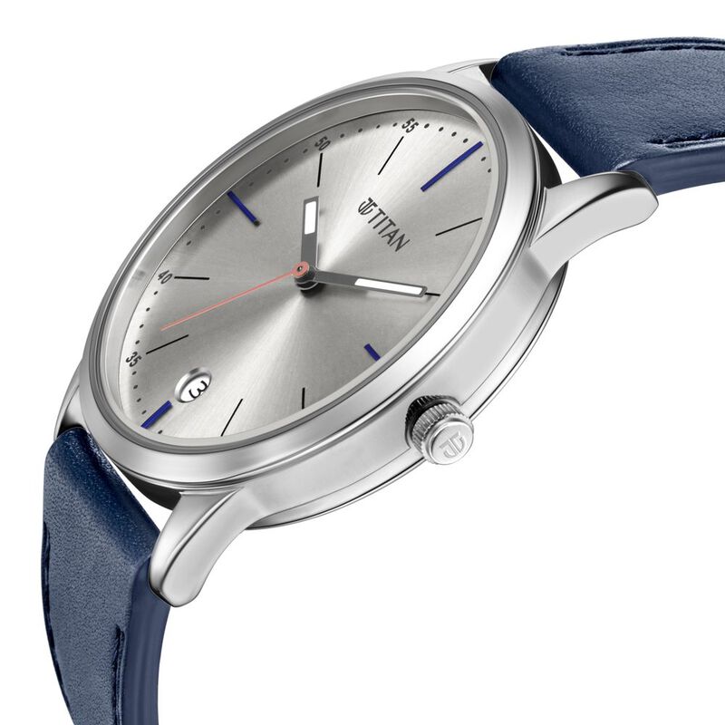 Titan Elmnt Blue Dial Analog Leather Strap watch for Men - image number 2