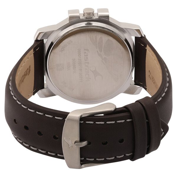 Fastrack Quartz Analog with Day and Date Blue Dial Leather Strap Watch for Guys - image number 4