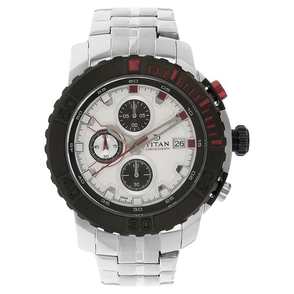 Titan Quartz Chronograph Silver Dial Watch for Men - image number 0