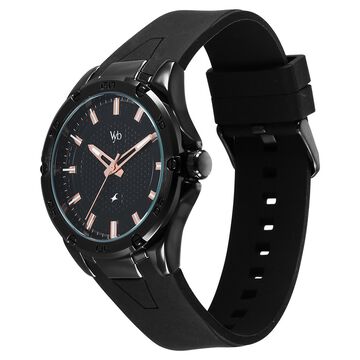 Vyb Challenger By Fastrack Quartz Analog Black Dial Silicone Strap Watch For Guys