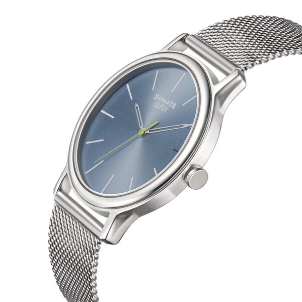Sonata Quartz Analog Blue Dial Stainless Steel Strap Watch for Men - image number 2