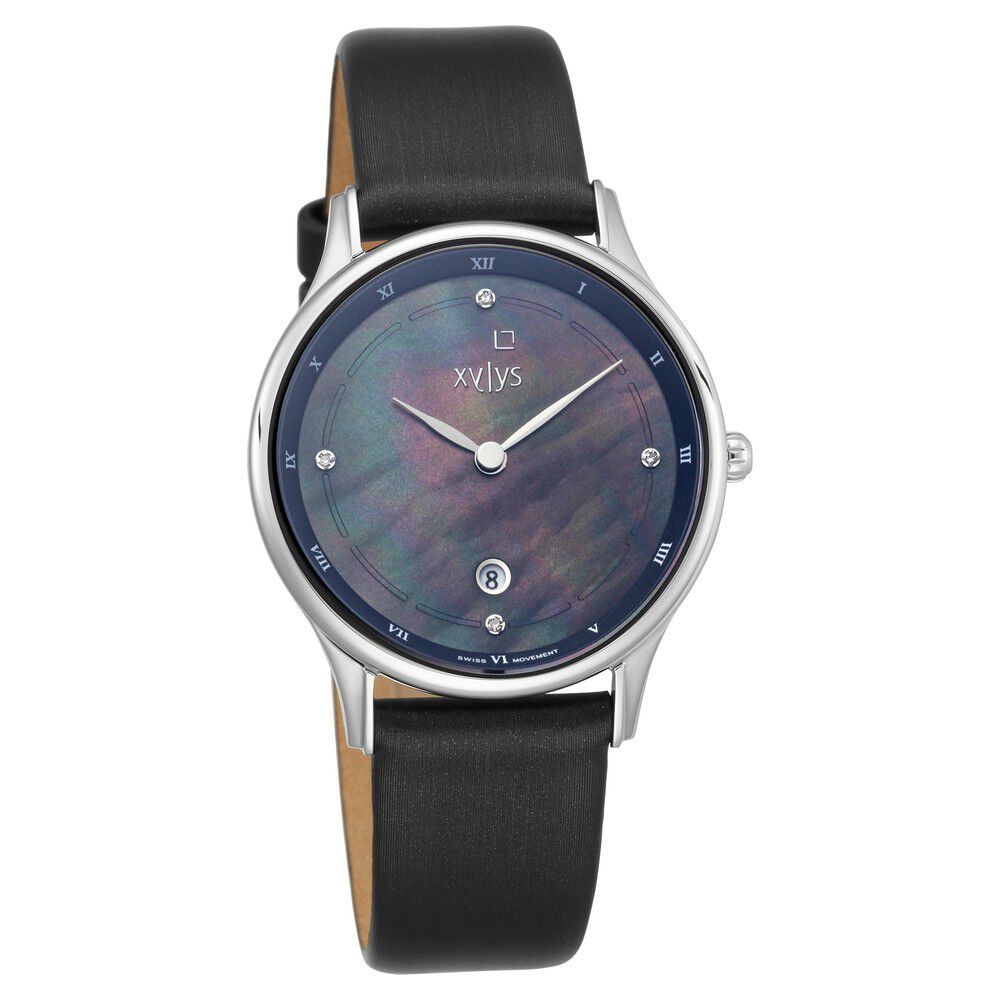 m Buy Online Xylys Swiss Analog with Date Black Leather Strap Mother