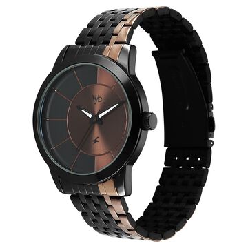 Vyb Phantom By Fastrack Quartz Analog Two Toned Dial Two Toned Stainless Steel Strap Watch For Guys