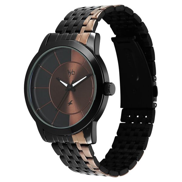 Vyb Phantom By Fastrack Quartz Analog Two Toned Dial Two Toned Stainless Steel Strap Watch For Guys - image number 2