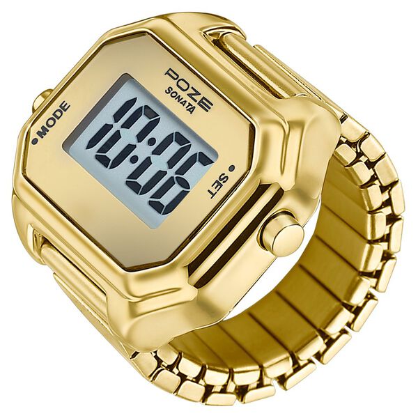 Poze By Sonata Digital Ring Watch With Golden Dial For Women - image number 2