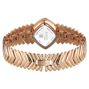 Titan Raga Chic Glam Quartz Analog Mother Of Pearl Dial Rose Gold Metal Strap Watch For Women