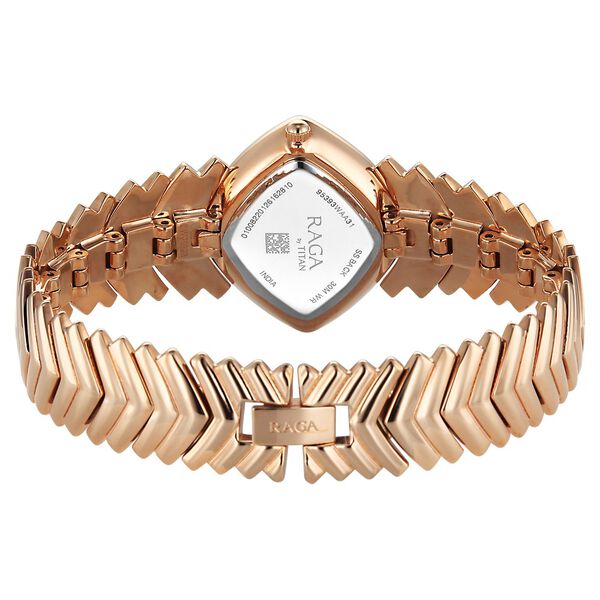 Titan Raga Chic Glam Quartz Analog Mother Of Pearl Dial Rose Gold Metal Strap Watch For Women - image number 4