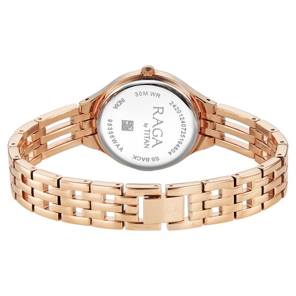 Titan Raga Showstopper Quartz Analog Silver Dial Rose Gold Metal Strap Watch For Women - image number 4
