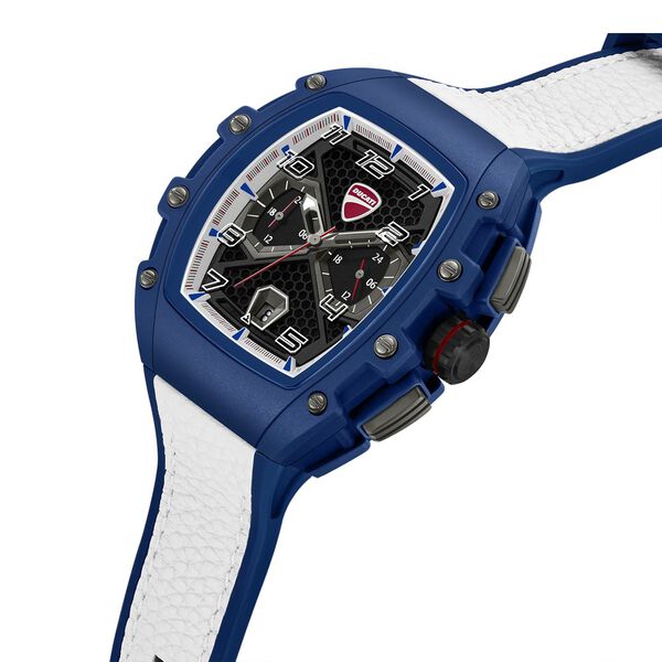 Ducati Quartz Multifunction Black Dial Blue Silicone Strap Watch For Men - image number 1