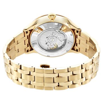 Titan Metal Mechanicals Golden Dial Golden Stainless Steel Strap Watch for Men