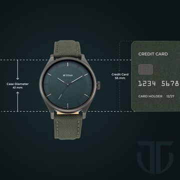 Titan Workwear Green Dial Analog Leather Strap Watch for Men