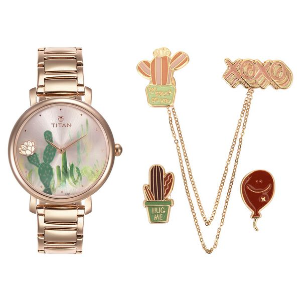 Titan Valentine Rose Gold Dial Women Watch With Metal Strap - image number 0