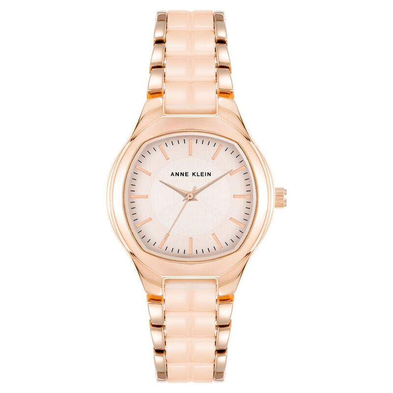 Anne Klein Quartz Analog Pink Dial Ceramic Strap Watch for Women
