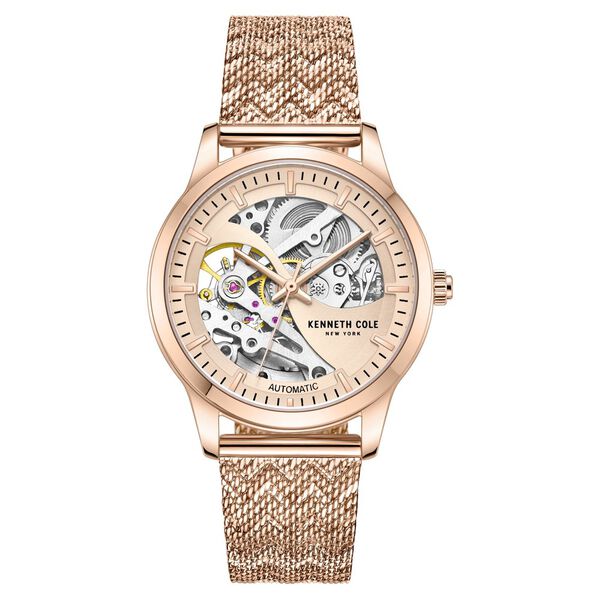 Kenneth Cole Automatic Rose Gold Round Dial Rose Gold Stainless Steel Strap Watch For Women - image number 0