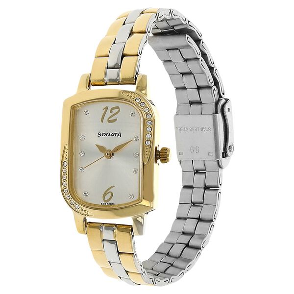 Sonata Quartz Analog Silver Dial Stainless Steel Strap Watch for Women - image number 1