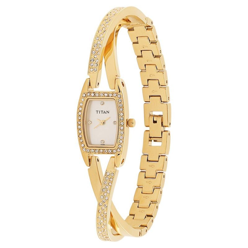 Titan Quartz Analog White Dial Stainless Steel Strap Watch for Women - image number 1