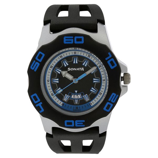 SF Quartz Analog with Date Black Dial Plastic Strap Watch for Men - image number 0