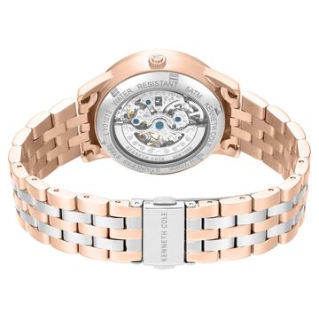 Kenneth Cole Automatic Automatic Rose Gold Dial Two Toned Stainless Steel Strap Watch For Women