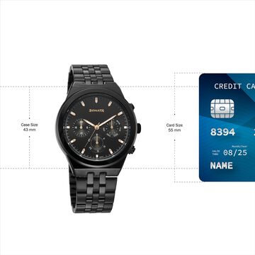 Sonata Eternia Quartz Multifunction Black Dial Metal Strap Watch For Men