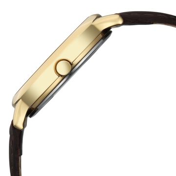 Sonata Gold Quartz Analog Regal Maroon With Gold Coin Dial Brown Leather Strap Watch For Women