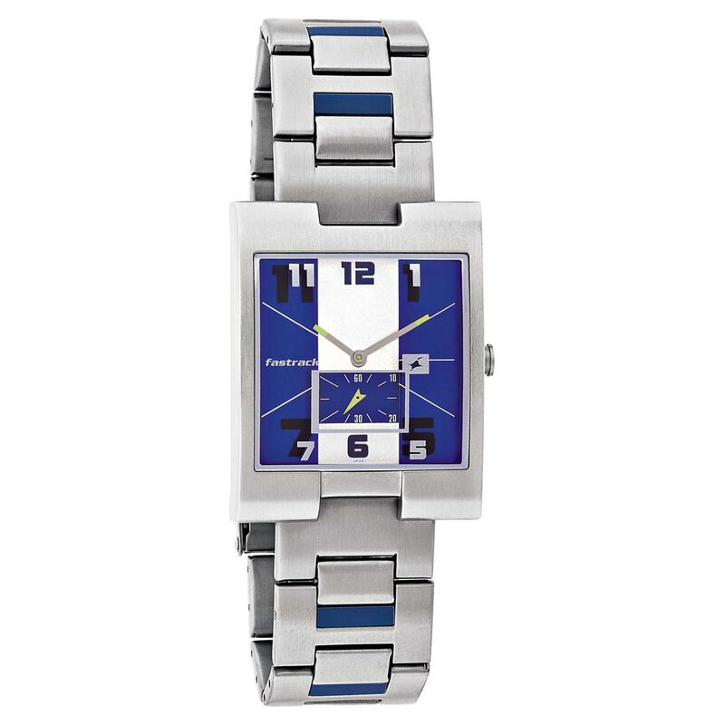 Fastrack Quartz Analog Blue Dial Stainless Steel Strap Watch for Guys