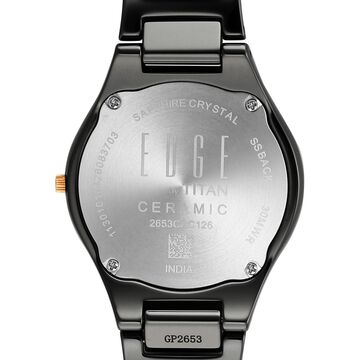 Edge Tessel Quartz Analog Black Dial Black Ceramic Strap Watch For Women