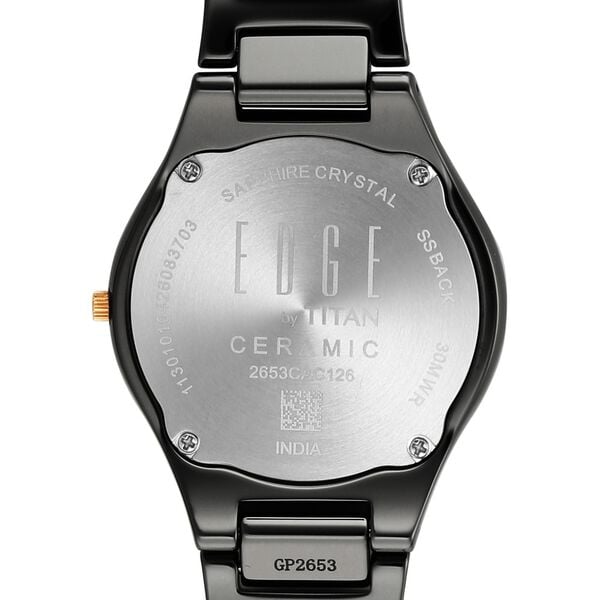 Edge Tessel Quartz Analog Black Dial Black Ceramic Strap Watch For Women - image number 6