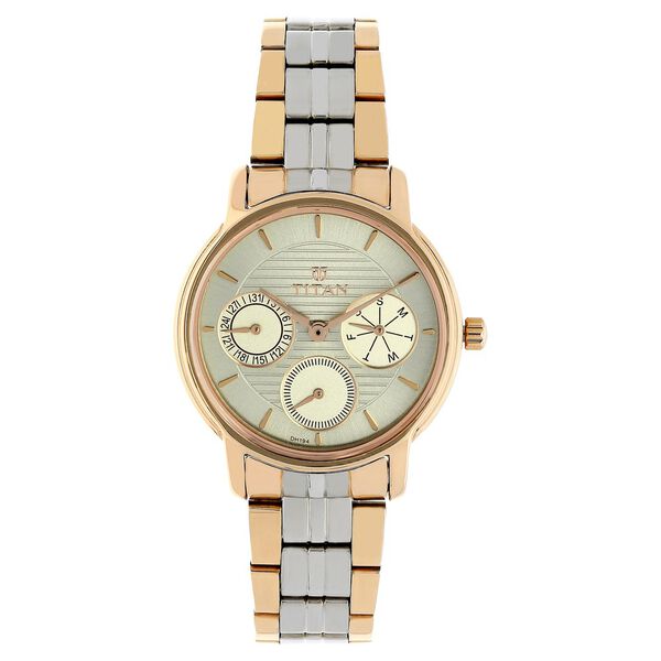 Titan Workwear Beige Dial Women Watch With Stainless Steel Strap - image number 0